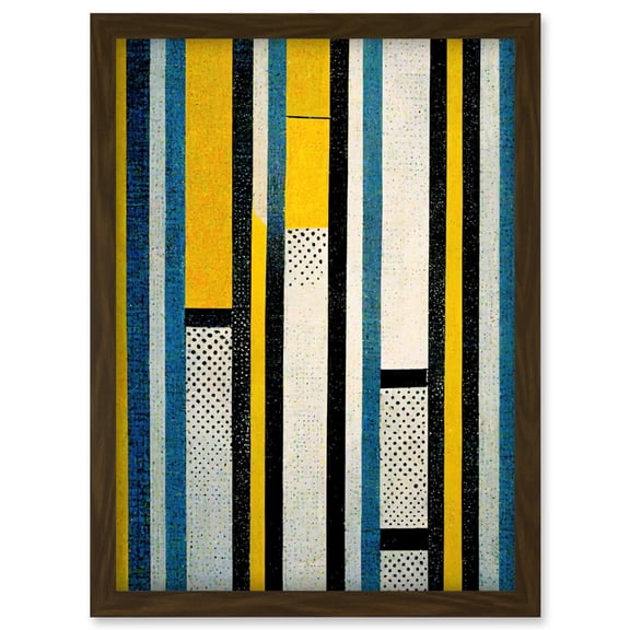 Geometric Pop Art Halftone Memphis Design Yellow Blue Artwork Framed Wall Art Print A4