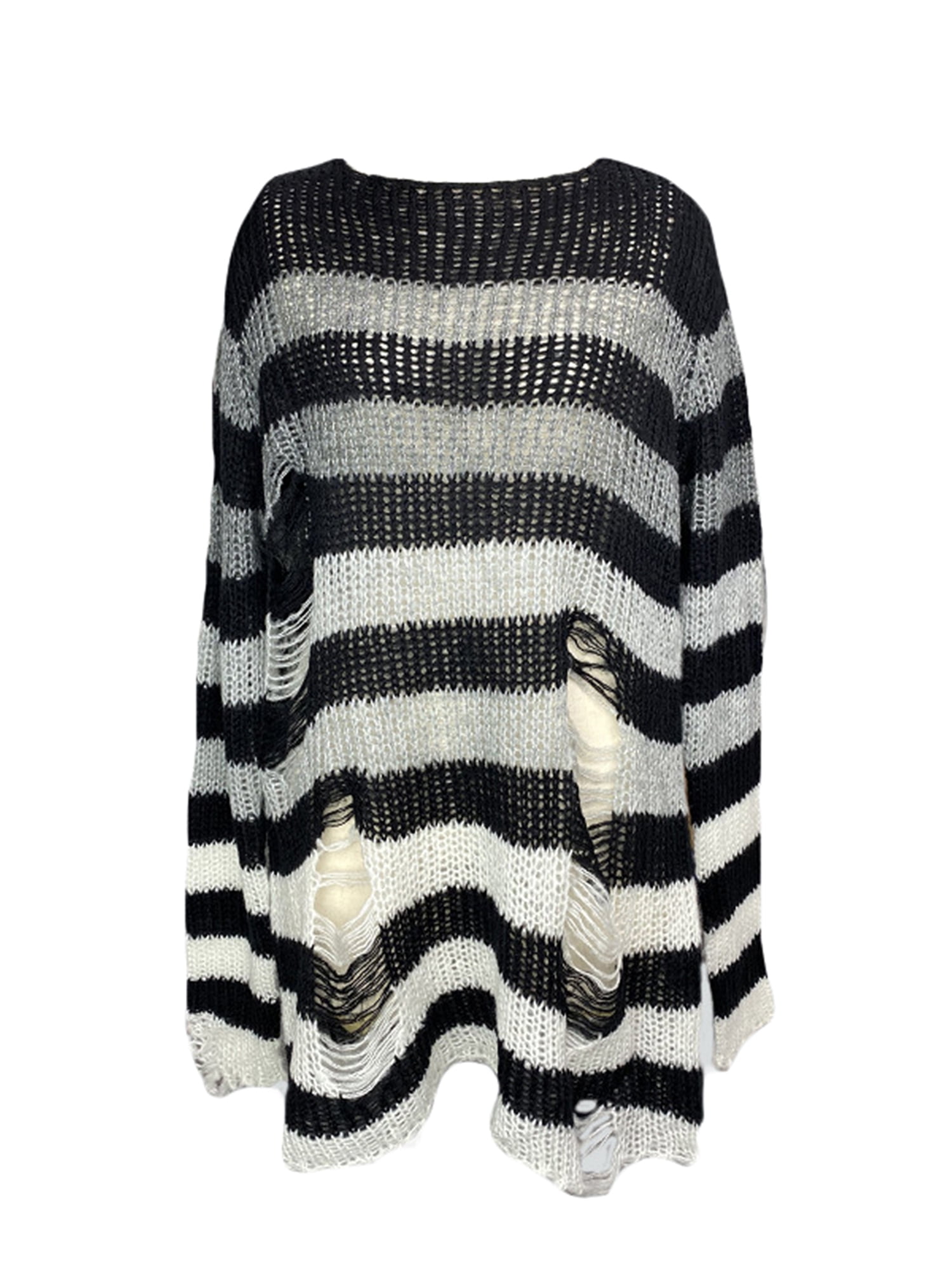 Women Gothic Striped Sweater Dress Long 