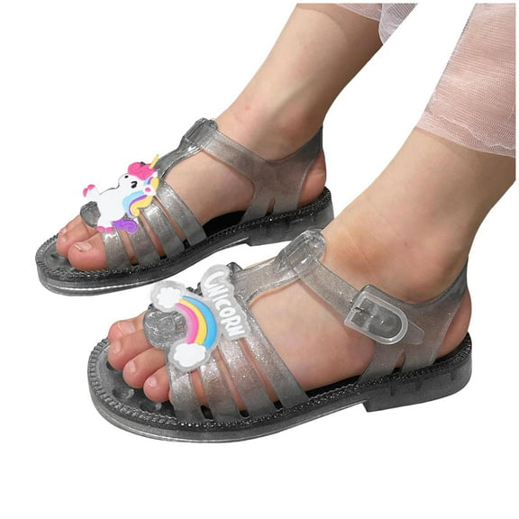 Mepaouo Jelly Shoes for Toddler Girls Summer Beach Jellies Sandals T-Strap Slingback Princess Dress Flats