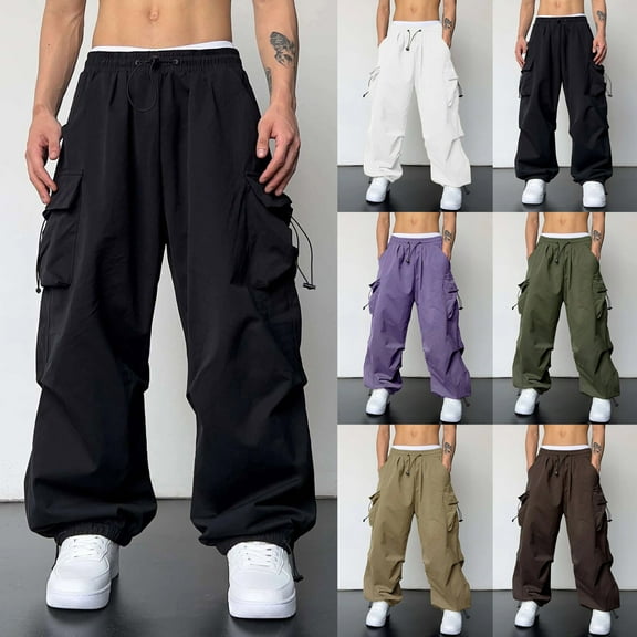 Men's Sweatpants Athletic 2Xl Mens Linen Pants Lightweight Casual Pants Straight-Legs Loose Fit Summer Beach Yoga Trousers with Pockets