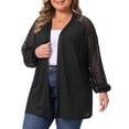 thumbnail image 2 of DARING DIVA Plus Size Cardigans Open Front Panel Long Sleeve Cover Up 1X Black, 2 of 5