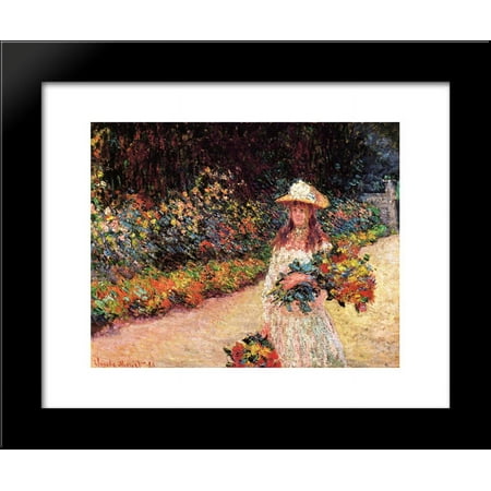 Young Girl in the Garden at Giverny 20x24 Framed Art Print by Monet, Claude