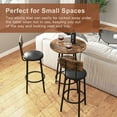 thumbnail image 2 of Kepooman 3-Piece Pub Table and Chairs Set of 2,Round Bistro Bar Table Set, High Top Kitchen Table and 2 Upholstered Stools for Small Space Rustic Brown, 23.62'' W x 23.62'' D x 35.43'' H, 2 of 15