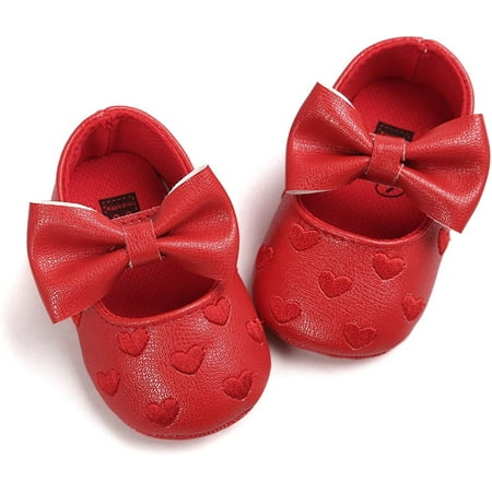 

Baby Girls Shoes Soft Sole Mary Jane Flats Princess Dresses Shoes PU Cute Bow Prewalker
