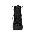 thumbnail image 6 of BLISSFUL STEP Women's Platform Chunky Heels Chelsea Combat Boots Black 7.5, 6 of 6