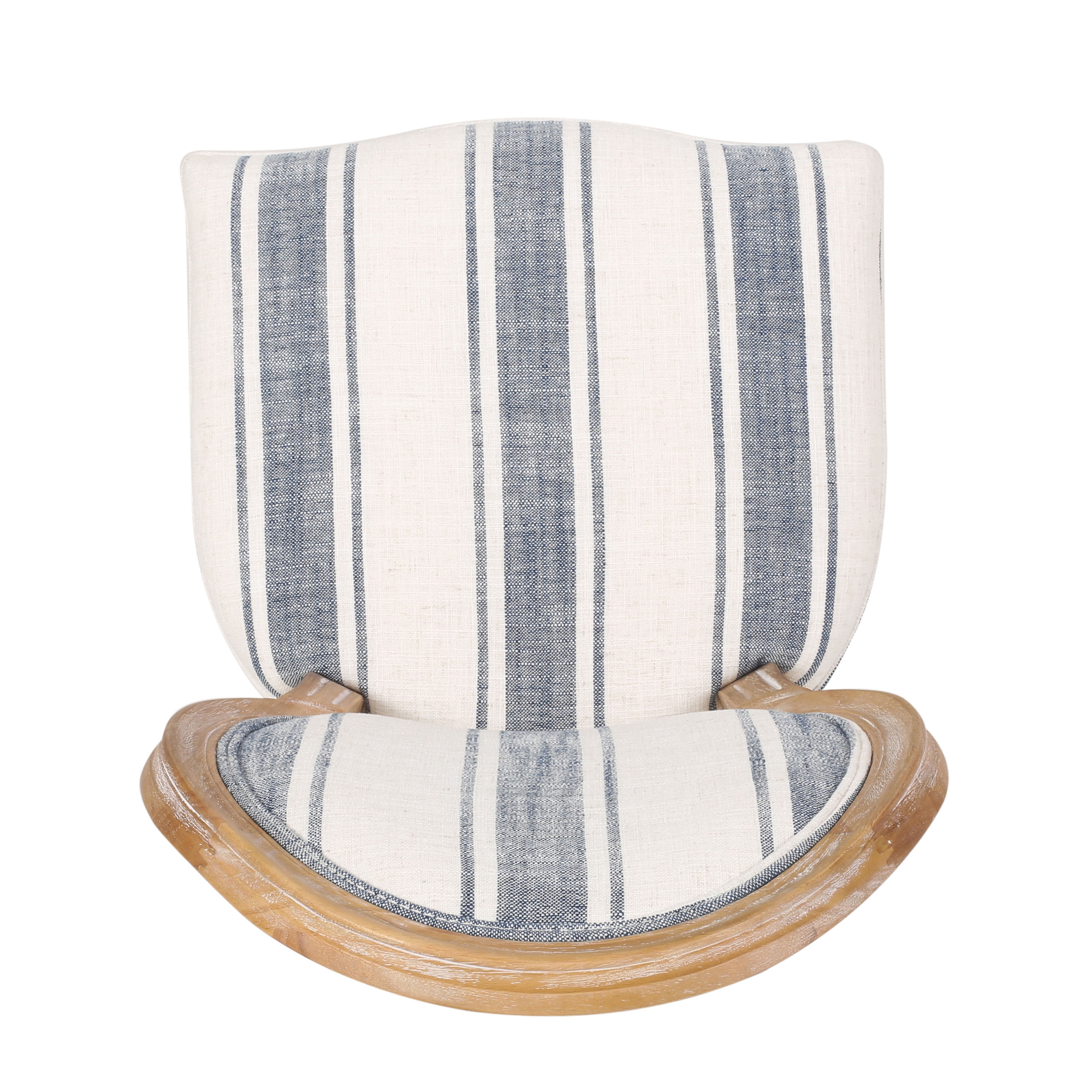 Noble House Karter French Fabric Dining Chairs, Set of 2, Dark Blue Stripes
