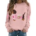 thumbnail image 1 of Jindong Women's Dog Ribbon Breast Cancer Awareness Print Sweatshirt, 1 of 5