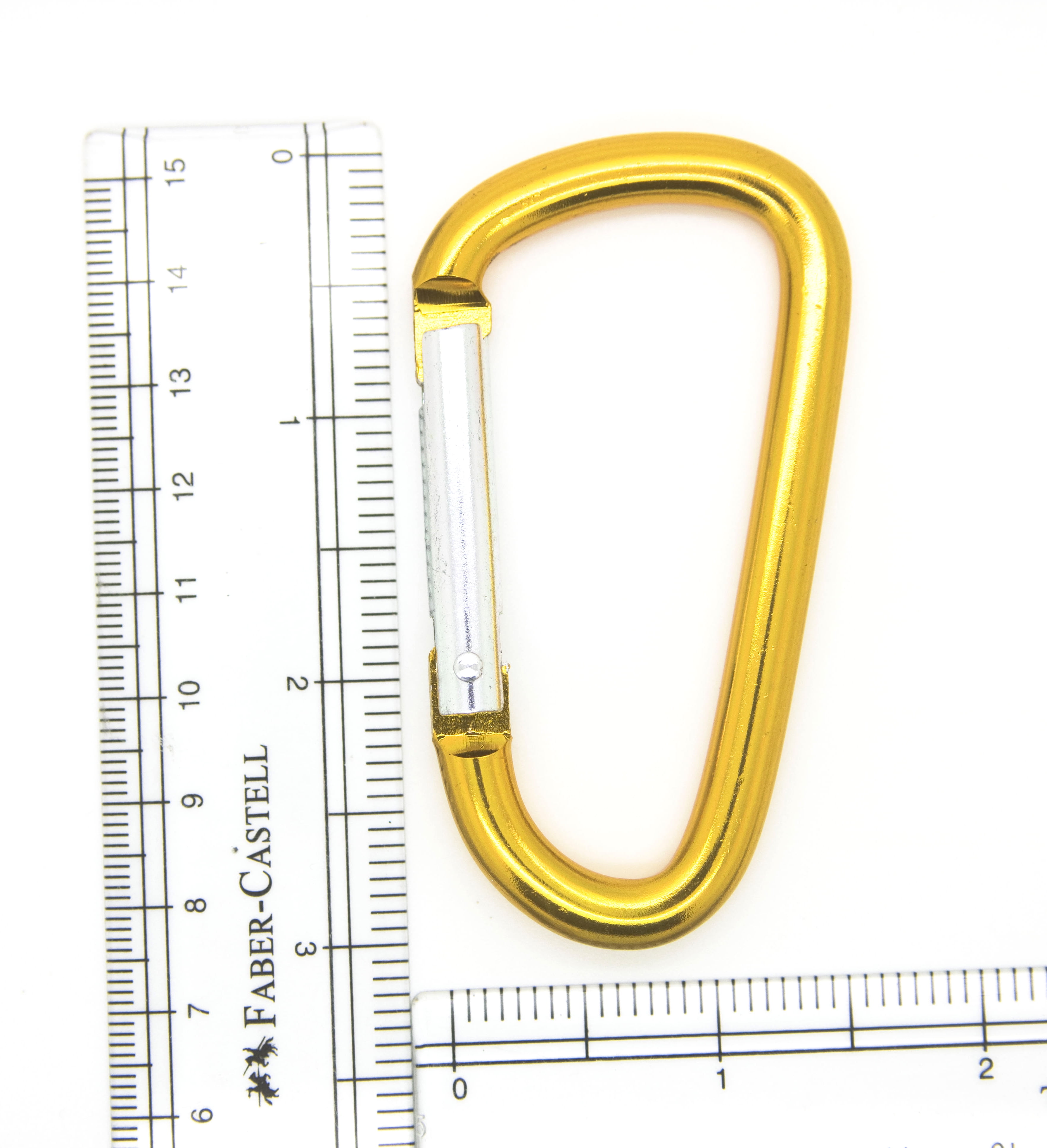 Pack 50 pcs - 3 inch Gold Aluminum Carabiner D Shape Buckle Pack, Keychain Clip, Spring Snap Key Chain Clip Hook Buckle
