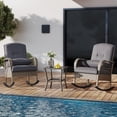thumbnail image 1 of Outdoor Wicker Rocking Chair, Patio Rattan Rocker Chair with Cushions & Steel Frame, All-Weather Rocking Lawn Wicker Furniture for Garden Backyard Porch, 1 of 8