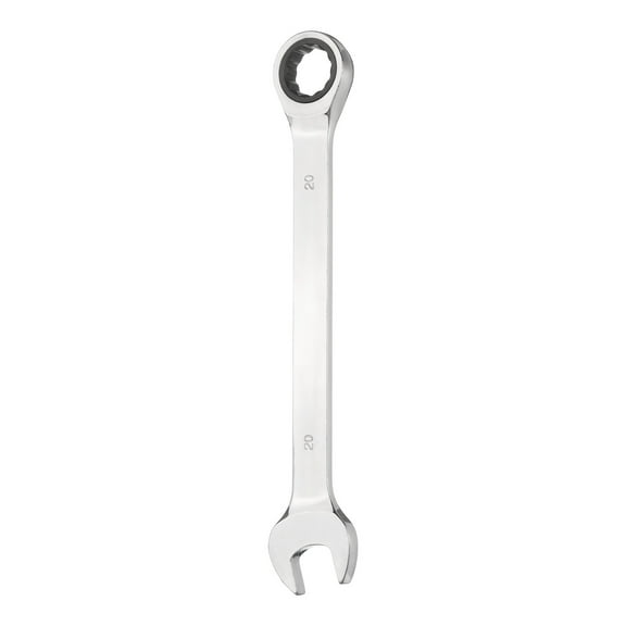 Ratcheting Combination Wrench 20mm Metric 12-Point Box and Open End CR-V Steel