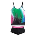 thumbnail image 4 of Generic Women Plus Size Swim Suits Printing Modest Ruched Swimsuits Two Piece Tankini Tops with Shorts Swimwear, 4 of 5
