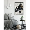 thumbnail image 2 of PixonSign Framed Canvas Print Wall Art Black Panels on Grunge Gray Background Abstract Shapes Illustrations Minimalism Alternative Edgy Dark for Living Room, Bedroom, Office - 24"x36" Black, 2 of 5