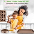 thumbnail image 2 of 6-Piece Nonstick Bakeware Set, Carbon Steel Baking Pans with Gold Finish for Cookies Cakes Bread, 2 of 6