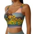 thumbnail image 2 of Fotbe Horse Sunflowers Pattern Womens' Sports Bra Longline Wirefree Padded with Medium Support Sports Moisture-Wicking Workou Vest,Tank Top-Small, 2 of 7