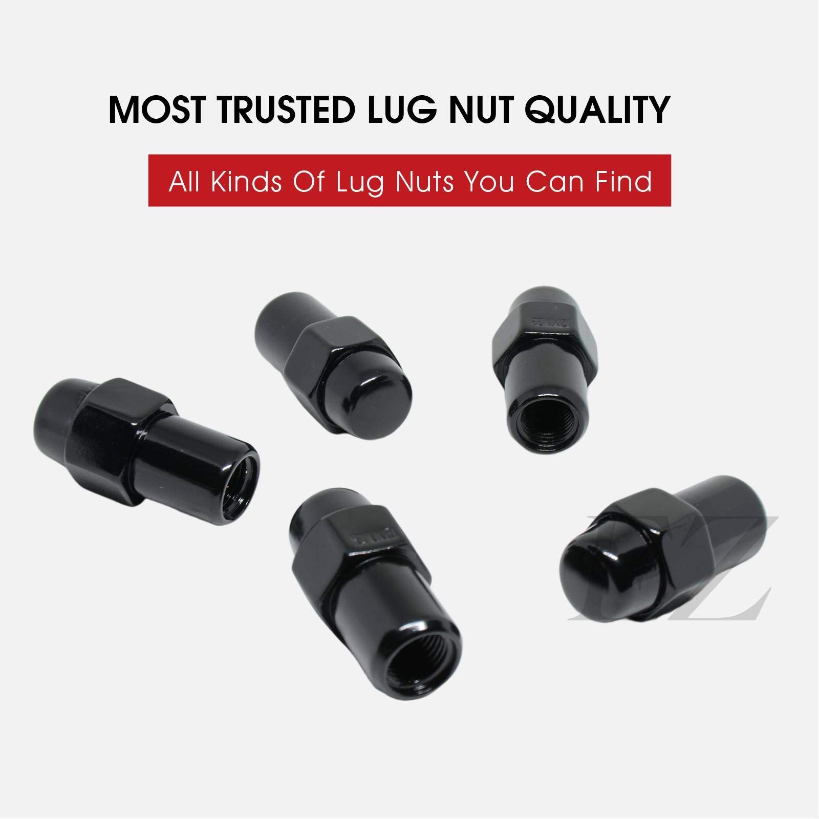 Cragar Standard Mag Lug Nut 1/2"-20 Black with Black Standard Washer Set of 20 Pcs