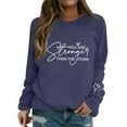 thumbnail image 2 of BODOAO You Are Stronger Than The Storm Sweatshirt Crewneck Long Sleeve Shirt Positive Letter Print Shirt Motivational Pullover Sweater Fall Outfits Comfy Tunic Tops Christian Sweatshirt Women Navy S, 2 of 5
