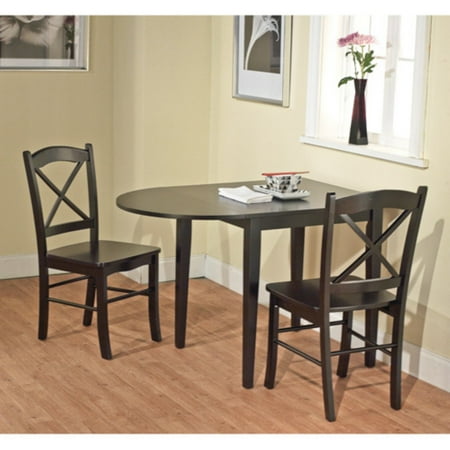 3pc Tiffany Extendable Dining Table Set Wood/Black - Buylateral: Mid-Century Modern, Hardwood Frame, Seats Up to 2