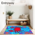 thumbnail image 3 of ODIKA 5'x7' Machine Washable Non-Slip Area Rug, Whimsical Ocean Creature Featuring Crustacean and Nautical High Traffic Rug, Red, 724983, 3 of 7
