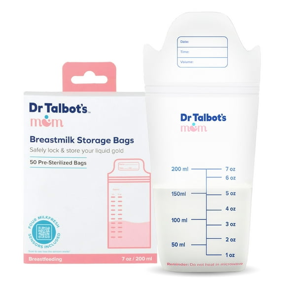 Dr. Talbot's Mom Breastmilk Storage Bags & 4 MilkFresh Sensors, 50 Count