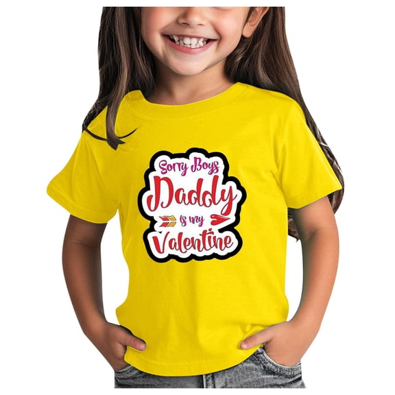Yindaity Girls Boys Summer Tops Trendy Short Sleeve T-Shirt Casual Crew Neck Daily Shirt for Kids Toddler Children Cute Graphic Print Tee Blouse (Yellow,18-24 Months)