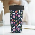 thumbnail image 6 of Picia Floral Rabbit Pattern 500ml Carry Insulated Coffee Mug, Stainless Steel Travel Mug with Hidden Handle, Leak-Proof for Car, Office, Home, and Outdoor Use, 6 of 8