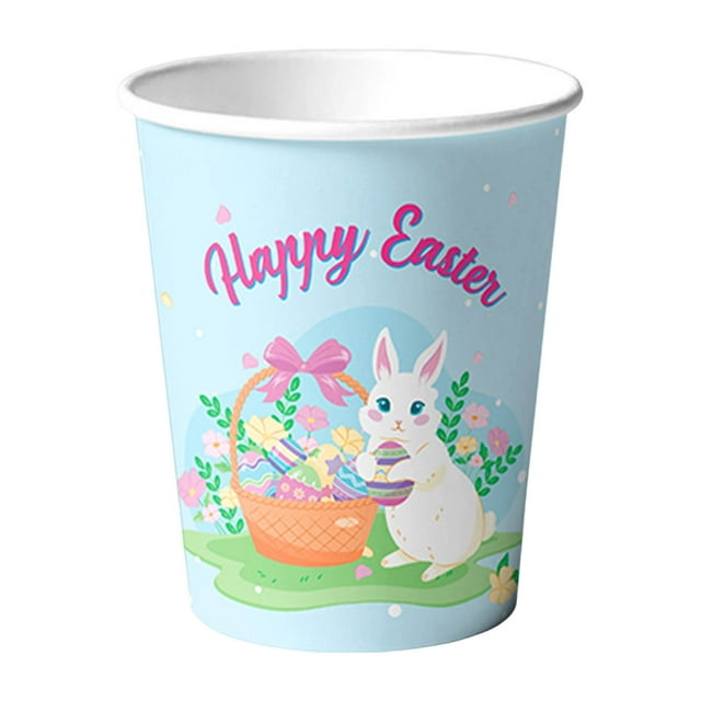 Easter Party Supplies, Happy Easter Party Tableware, Happy Easter Banner, Rabbit Paper Plates Napkins Cups for Easter Spring Party Decorations