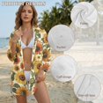 thumbnail image 6 of Xoenoiee Sunflower Print Women's Button Front Swimsuit Coverup Casual Beachwear Long Sleeve Collared Beach Shirt Dress with Pocket, XL, 6 of 7