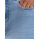thumbnail image 5 of Falda de mezclilla de mujer Inspire Chic, de cintura alta, con abertura trasera, hasta la rodilla, color azul claro, talla 2XL, 5 of 6