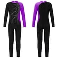 thumbnail image 3 of YONGHS Combinaison de Gymnastique à Manches Longues pour Filles avec Strass Violet 10, 3 of 7