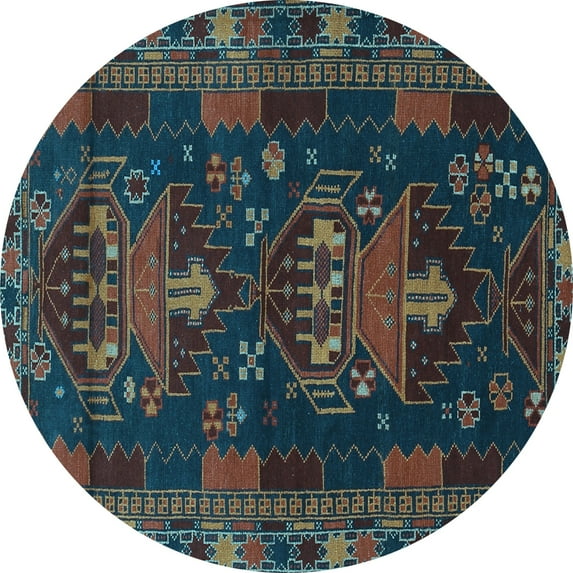 Ahgly Company Indoor Round Persian Light Blue Traditional Area Rugs, 7' Round