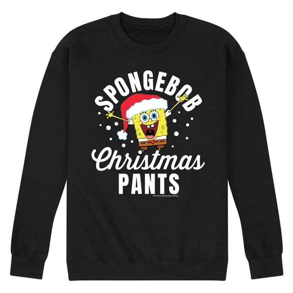 SpongeBob SquarePants - Christmas Pants - Men's Crew Neck Fleece Pullover