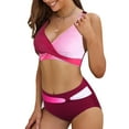 thumbnail image 4 of MIASHUI Women's Bikini Sets Two Piece Swimsuits High Waisted V Neck Bathing Suits,Wine,M, 4 of 7