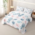 thumbnail image 3 of spefrowx Kawaii Seahorse Quilt King for Boys, Blue Pink Conch Starfish King Coverlet Set, 3-Piece, 3 of 7