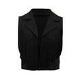 thumbnail image 6 of Lixiuxyad Womens Cardigans Women's Solid Fringed Hippie Vest Sleeveless Denim Western Velvet Fringed Jacket,Black, 6 of 6