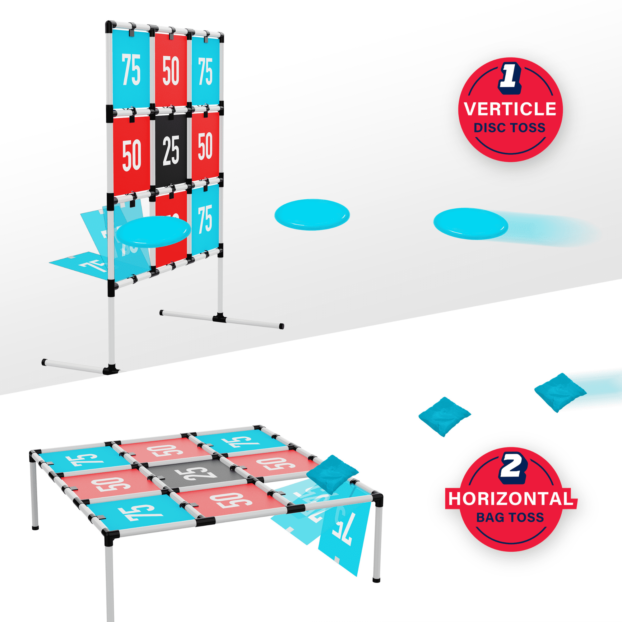 2-in-1 Target Toss, Outdoor Disc & Beanbag Game, Plastic Breakaway Target, for Ages 3 and up, by MinnARK