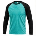 thumbnail image 4 of ZACPNCV Men Raglan Long Sleeve T-Shirts Crew Neck Color Block Contrast Slim Fit Casual Basic Tee Shirts Mens Soft Sports Pullover Tops Mint Green, 4 of 5