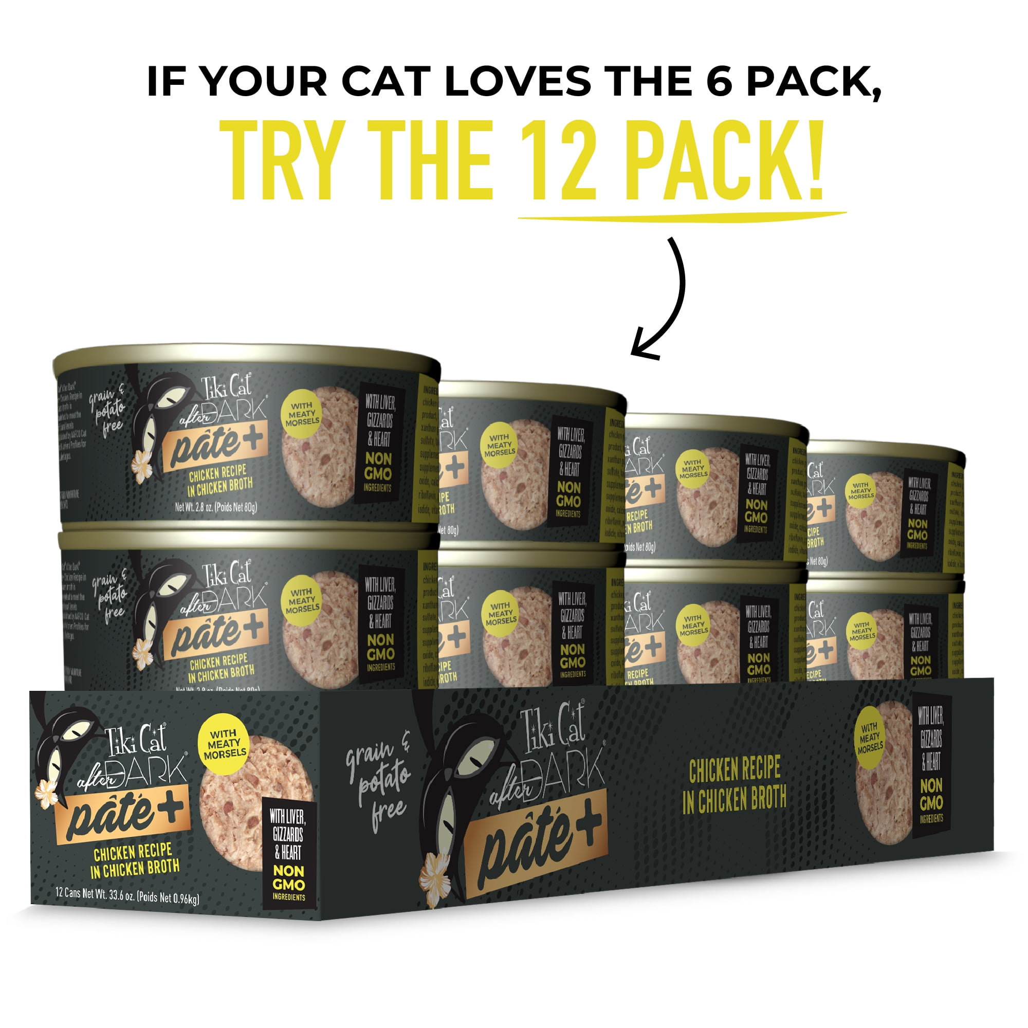 (2 pack) Tiki Cat After Dark Pate+ Chicken, 2.8 oz. Can