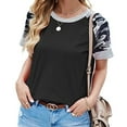thumbnail image 2 of Pompotops T-Shirt Décontracté à Manches Courtes Imprimé Rayé Col Rond pour Femmes, 2 of 6