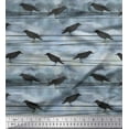 thumbnail image 1 of Soimoi Blue Silk Fabric Crow Bird Print Fabric by the Yard 44 Inch Wide, 1 of 3