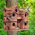 thumbnail image 6 of VASGOR Wooden Bird Houses for Outside – 10 Rooms Multi-Chamber Bird House, Carbonized Pine Rustic Finish, 1.57" Entrance Holes, Individual Cleaning Doors, Decorative Outdoor Bird Nesting Box, 6 of 9