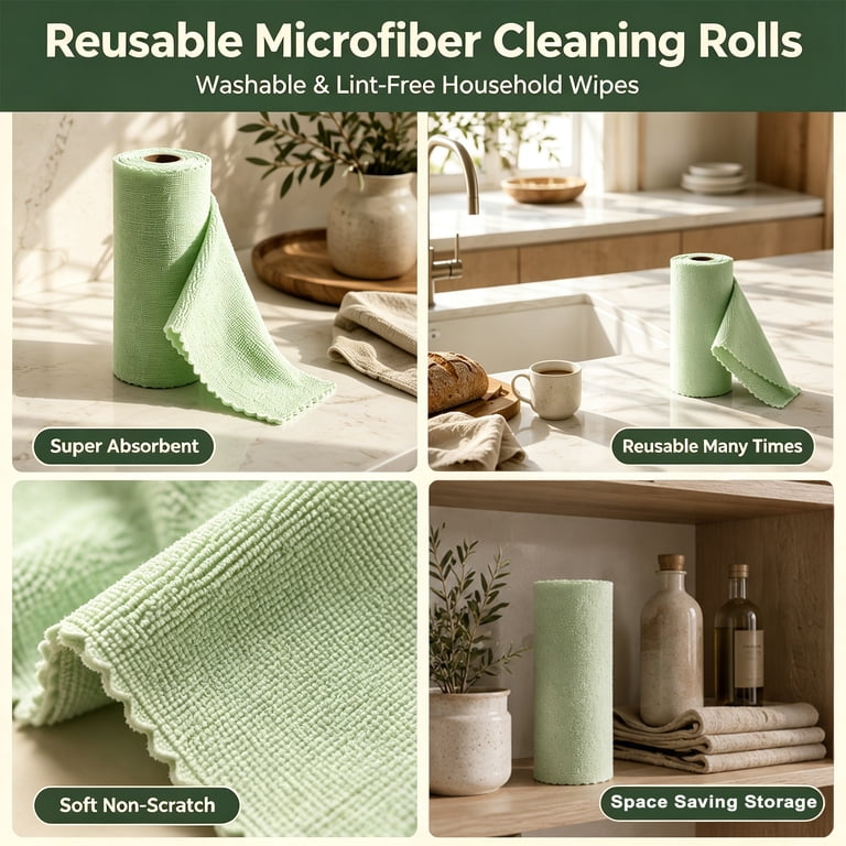 Jessy Home Reusable Microfiber Towel Roll, 50-Sheet Kitchen Towels photo 5