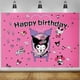 thumbnail image 5 of Telones de fondo para fiesta temática de Sanrio Kuromi, decoración de feliz cumpleaños para niñas y niños, fondo de fotografía, pancarta de utilería personalizada para baby shower, 5 of 5