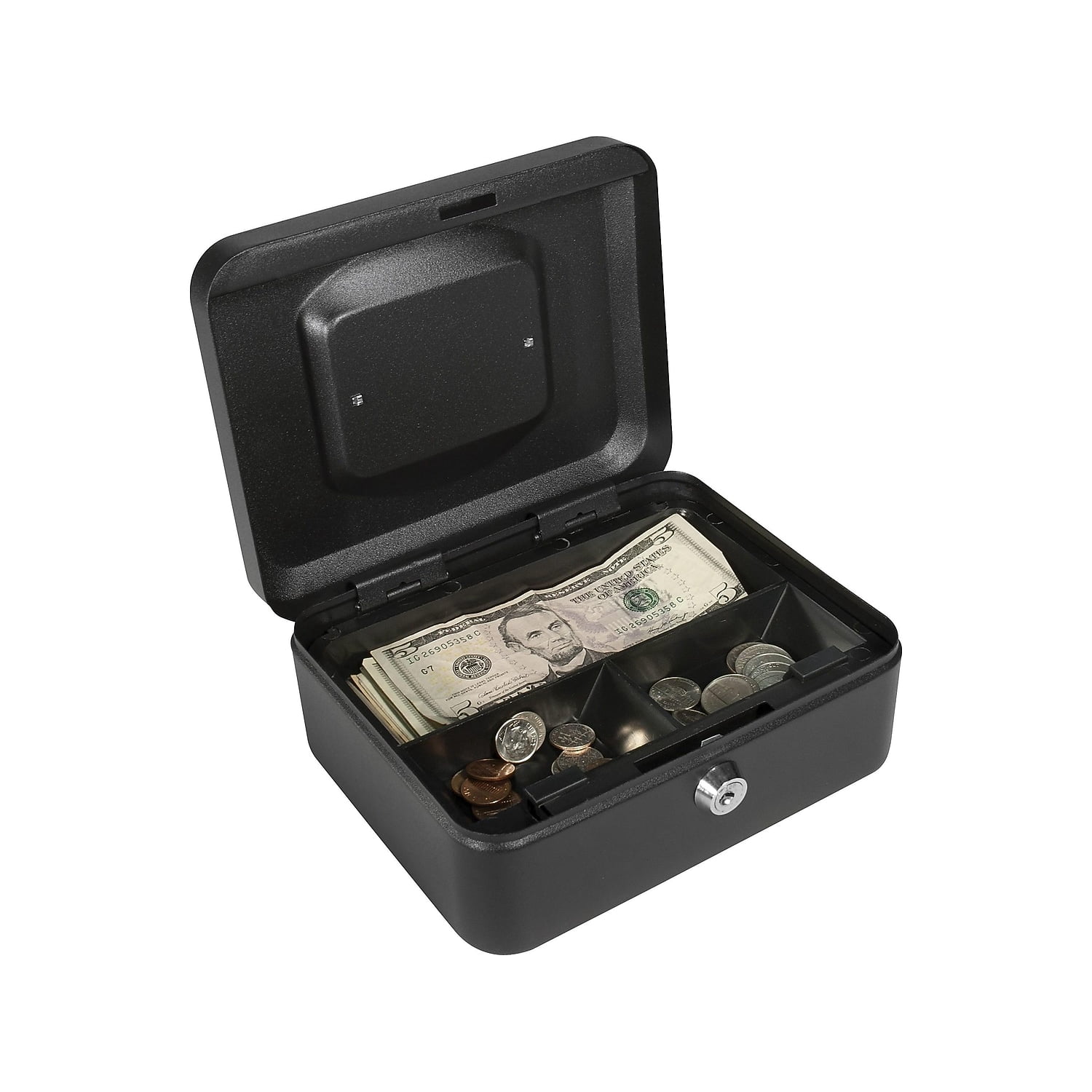 Barska Small Key Lock Cash Box 3 Compartments Black CB11830