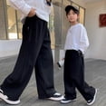 thumbnail image 2 of Boys Athletic Pants Joggers Boys Wide Leg Sweatpants, Elastic Waist Soft Casual Pants for Kids School Daily Wear, 2 of 7