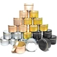 thumbnail image 1 of Unixing 24pc 4oz DIY Candle Tins, Metal Candle Containers for Candle Making, Party Favors & Storage, Black, Gold, Rose Gold, Non-Foldable, All Ages, 1 of 8