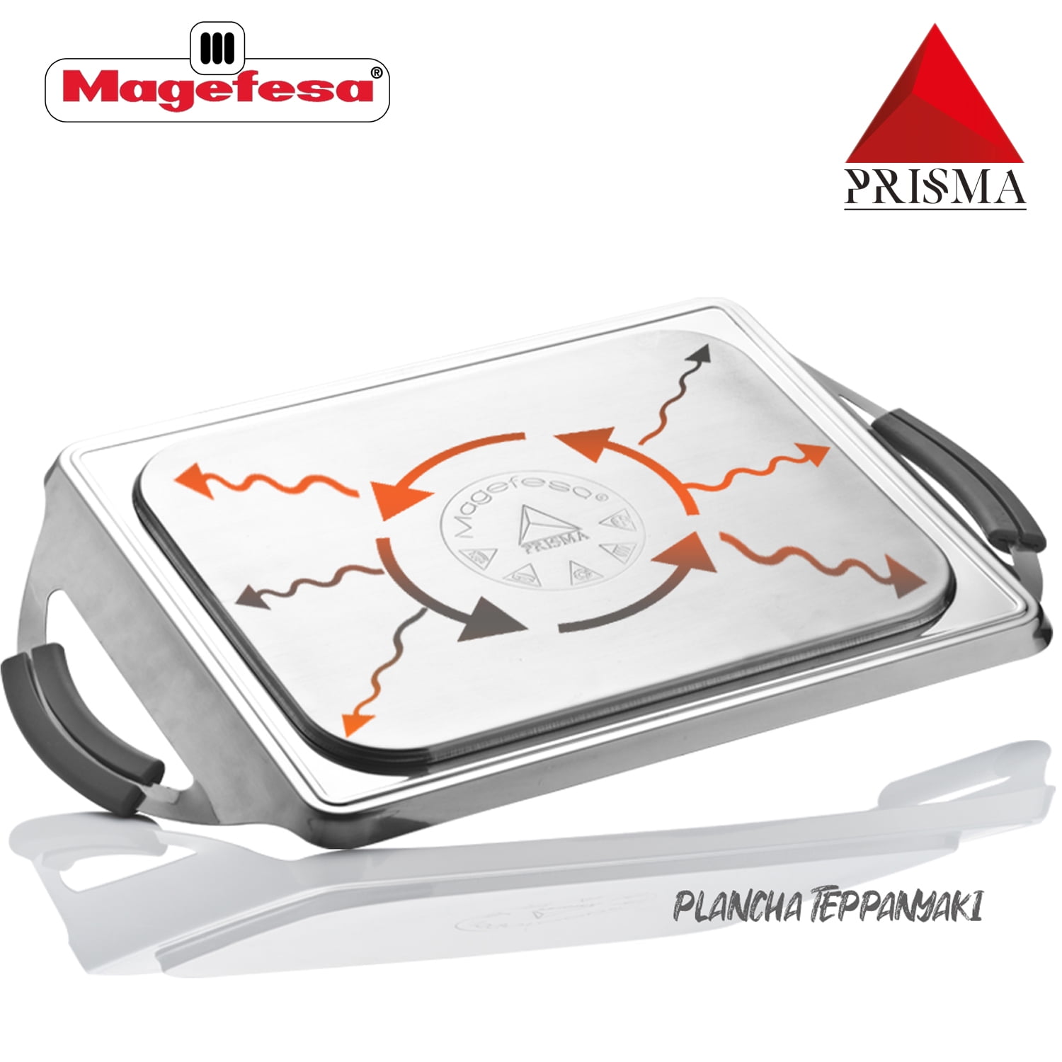 Magefesa Prisma Stainless Steel Non-Stick Griddle Pan, 10.6" x 8.3", Induction Compatible, Dishwasher Safe