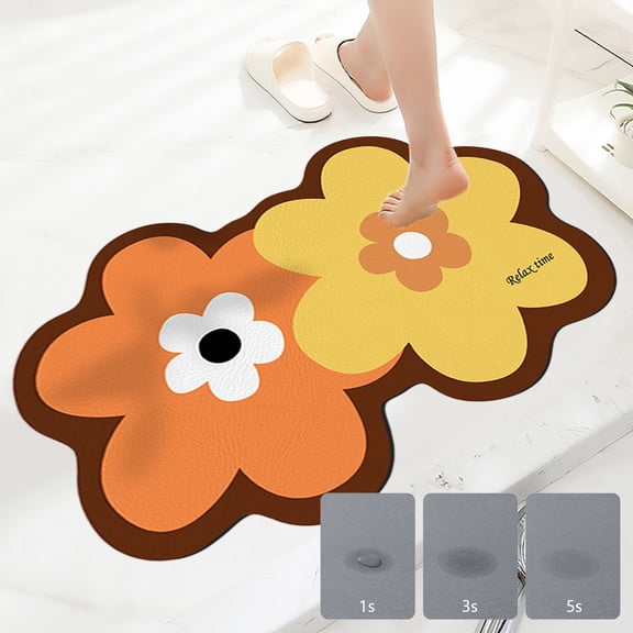Twfbrm Flower Bathroom Mat Non Slip Bath Rug Extra Absorbent and Soft Microfiber Bath Carpet Machine Washable Bath Rug for The Entrance of The Door, Bathroom and Bedroom