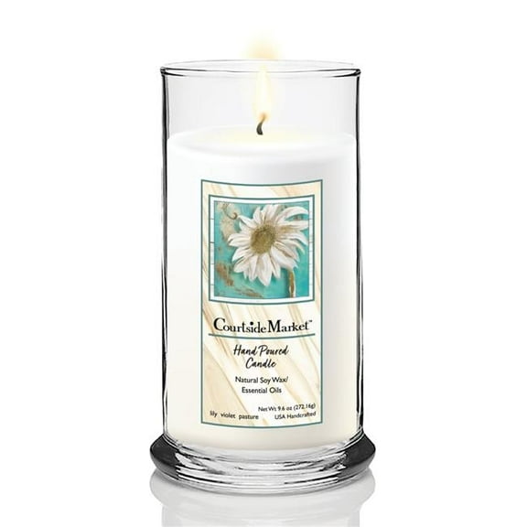 Courtside Market CAN-SG862-18S 18 oz Golden Daisy II Status Candle Glass, Clear