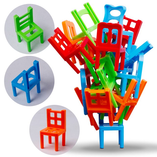 Juego de apilamiento de sillas - Juego de sillas de equilibrio de 18 piezas, juego de mesa apilable de sillas, juego de equilibrio multijugador, juego de niños, juego de equilibrio para toda la famili Muyoka Hogar