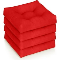 YEXJ Set of 4 Tufted Patio Cushions, 4" Outdoor Seat Cushions, Waterproof & High Elasticity for Comfortable Sitting Experience, Square Chair Cushions for Indoor Outdoor Use-2-Red